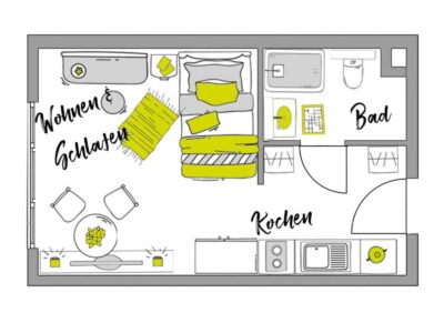NUR für Studenten: Möblierte Komfort-Apartments "Main Atrium"